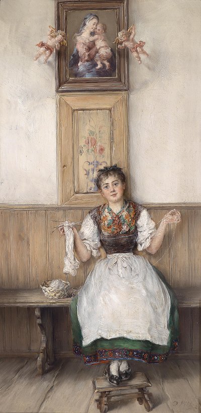 Idylle in der Stube von Otto Piltz als Kunstdruck auf Leinwand