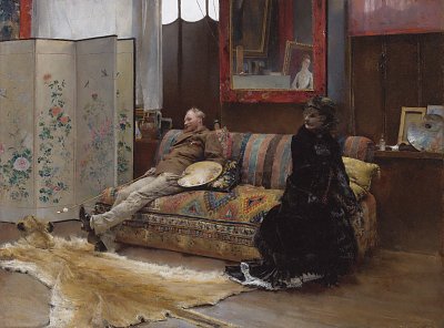 Gustave Courtois in his Studio von Pascal Adolphe Dagnan Bouveret als Kunstdruck auf Leinwand