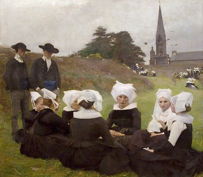 Les Bretonnes au pardon von Pascal Adolphe Dagnan Bouveret als Kunstdruck auf Leinwand