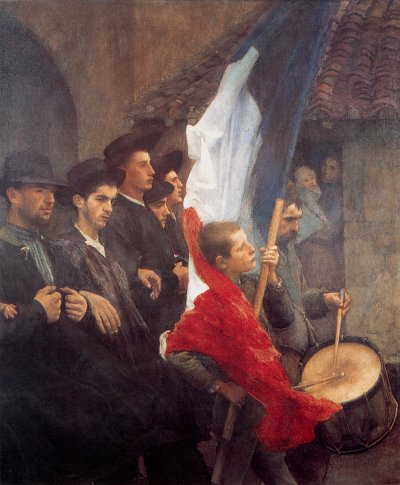 Les Conscrits von Pascal Adolphe Dagnan Bouveret als Kunstdruck auf Leinwand