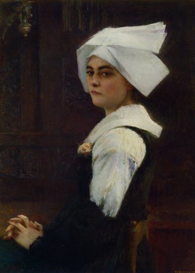 Portrait of Brittany Girl von Pascal Adolphe Dagnan-Bouveret als Kunstdruck auf Leinwand