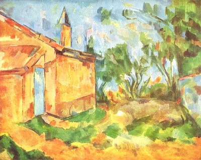 Die Huette Jourdans von Paul Cezanne als Kunstdruck auf Leinwand