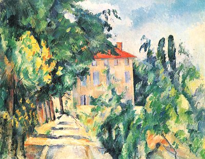 Haus mit rotem Dach von Paul Cezanne als Kunstdruck auf Leinwand