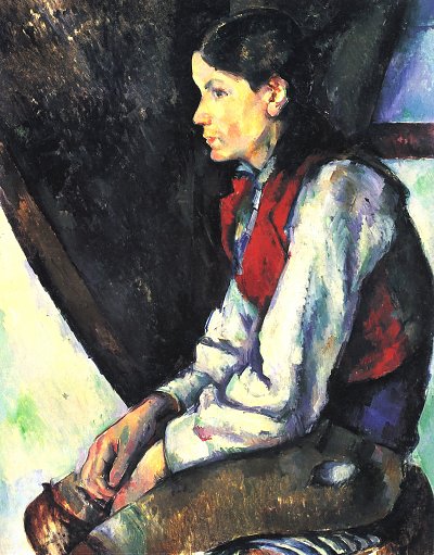 Knabe mit roter Weste 2 von Paul Cezanne als Kunstdruck auf Leinwand