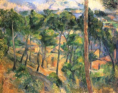 L Estaque Blick durch die Kiefern von Paul Cezanne als Kunstdruck auf Leinwand