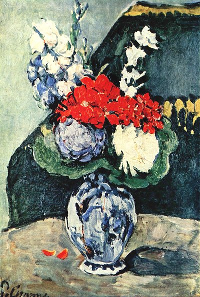 Stillleben Delfter Vase mit Blumen von Paul Cezanne als Kunstdruck auf Leinwand