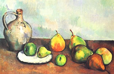 Stillleben Krug und Fruechte von Paul Cezanne als Kunstdruck auf Leinwand