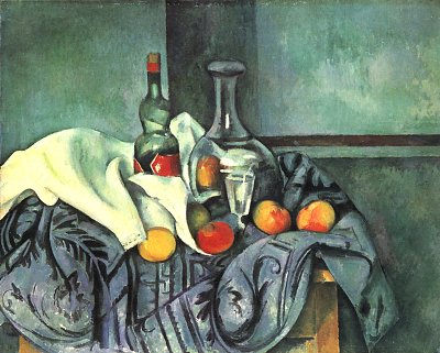 Stillleben Pfefferminzflasche von Paul Cezanne als Kunstdruck auf Leinwand