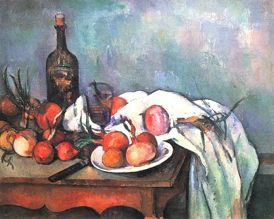 Stillleben mit Zwiebeln von Paul Cezanne als Kunstdruck auf Leinwand