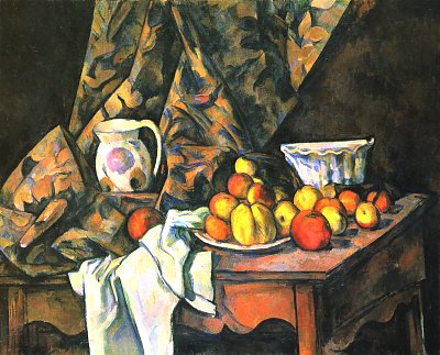 Stillleben mit aepfeln und Pfirsichen von Paul Cezanne als Kunstdruck auf Leinwand