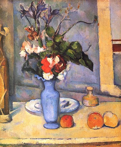 Stillleben mit blauer Vase von Paul Cezanne als Kunstdruck auf Leinwand