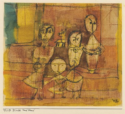 KINDER UND HUND von Paul Klee als Kunstdruck auf Leinwand