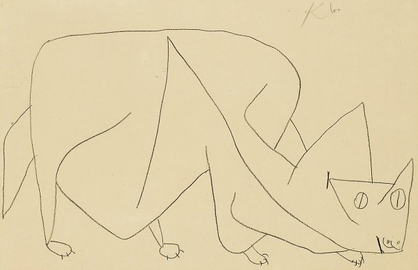 Kunstdruck Katze lauert von Paul Klee als Leinwandbild