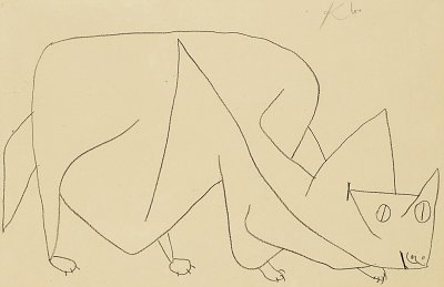 Katze lauert von Paul Klee als Kunstdruck auf Leinwand