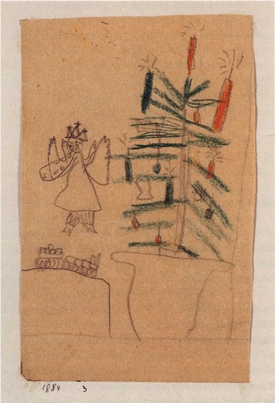 Weihnachtsbaum mit Christkind und Eisenbahn von Paul Klee als Kunstdruck auf Leinwand