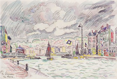 Paul_Signac_ _Le_Havre_mit_Regenwolken von Paul Signac als Kunstdruck auf Leinwand