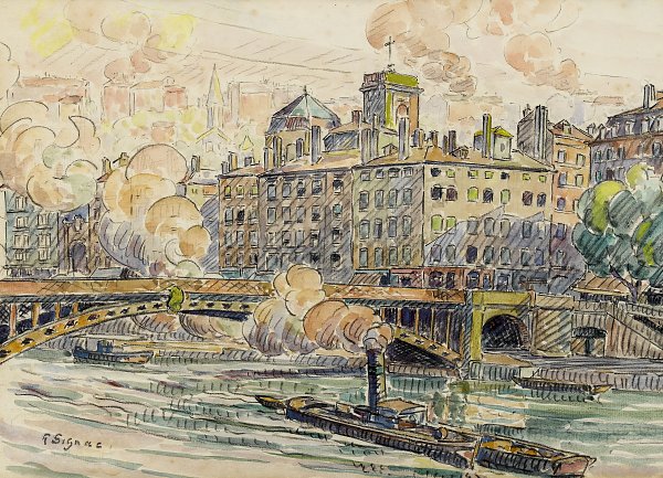 Kunstdruck Pont de la Feuillee in Lyon von Paul Signac als Leinwandbild