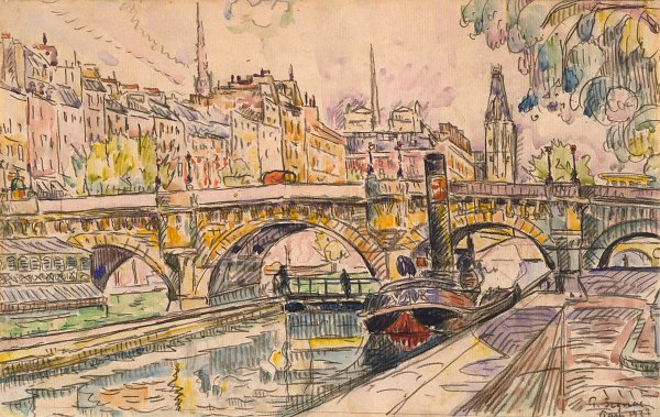 Kunstdruck Tugboat at the Pont Neuf Paris von Paul Signac als Leinwandbild