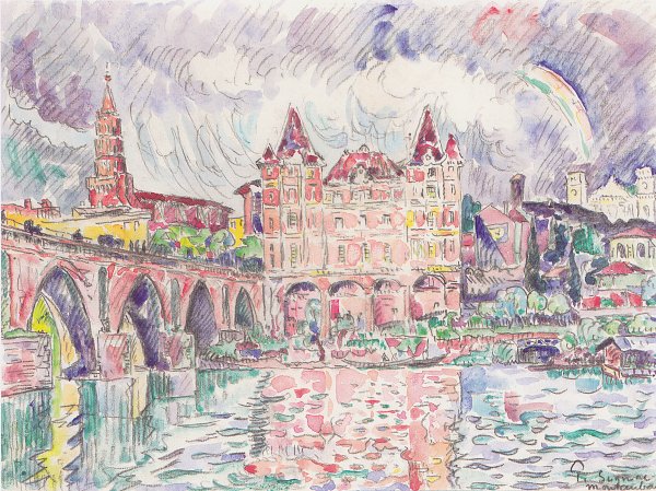 Kunstdruck the look at montauban in rain von Paul Signac als Leinwandbild
