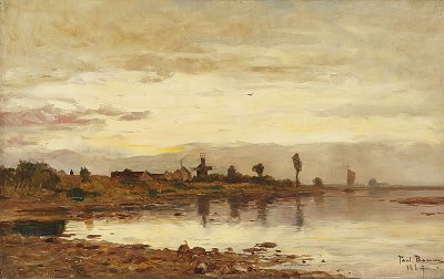 Holländische Kanallandschaft von Paul-Baum als Kunstdruck auf Leinwand