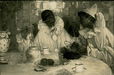 Pierrot mit Pfeifen von Paul-Hoecker als Kunstdruck auf Leinwand