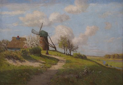 Landschaft mit Mühle von Paul Müller Kaempff als Kunstdruck auf Leinwand