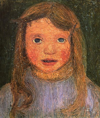 Kopf eines kleinen Mädchens von Paula-Modersohn-Becker als Kunstdruck auf Leinwand