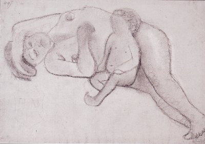Liegende Mutter und Kind von Paula-Modersohn-Becker als Kunstdruck auf Leinwand