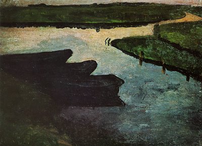 Moorkanal mit Torfkänen von Paula-Modersohn-Becker als Kunstdruck auf Leinwand