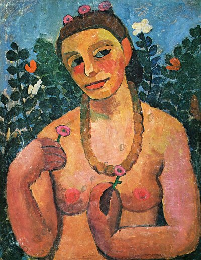 Selbstportrait von Paula Modersohn Becker als Kunstdruck auf Leinwand