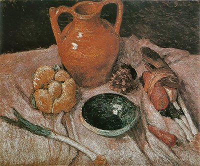 Stilleben mit gelbem Krug von Paula-Modersohn-Becker als Kunstdruck auf Leinwand