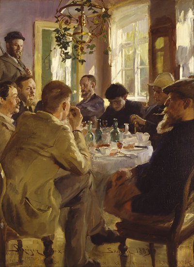 Artists luncheon at Brøndum s Hotel von Peder Severin Kroyer als Kunstdruck auf Leinwand