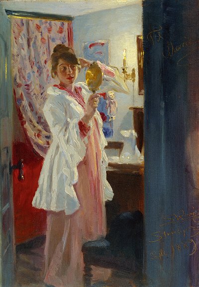Die Frau des Kuenstlers von Peder Severin Kroyer als Kunstdruck auf Leinwand