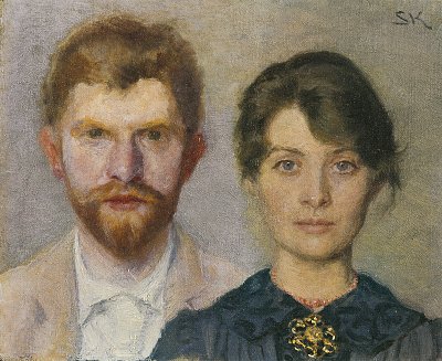Double portrait of Marie and P S Krøyer von Peder Severin Kroyer als Kunstdruck auf Leinwand