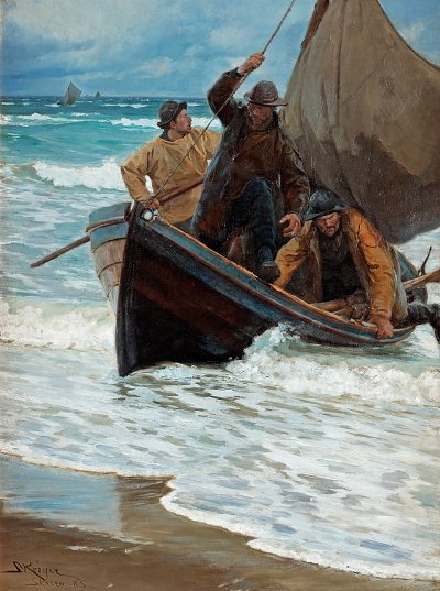 Fiskerne vender hjem von Peder Severin Kroyer als Kunstdruck auf Leinwand