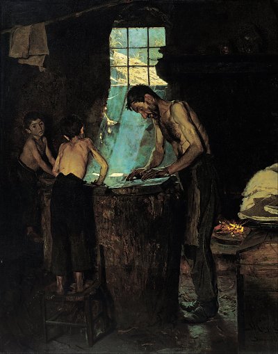 Italien village hatters von Peder Severin Kroyer als Kunstdruck auf Leinwand