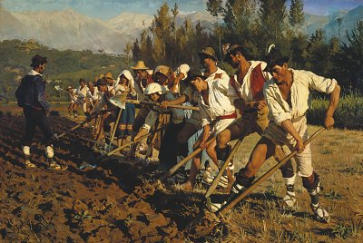 Italienske markarbejdere Abruzzerne von Peder Severin Kroyer als Kunstdruck auf Leinwand