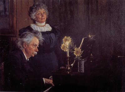 Nina and Edvard by the piano von Peder Severin Kroyer als Kunstdruck auf Leinwand