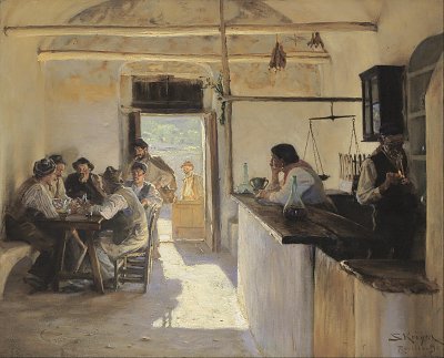 Osteria in Ravello von Peder Severin Kroyer als Kunstdruck auf Leinwand