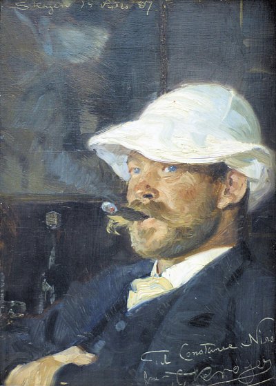 Portræt af maleren Thorvald Niss von Peder Severin Kroyer als Kunstdruck auf Leinwand