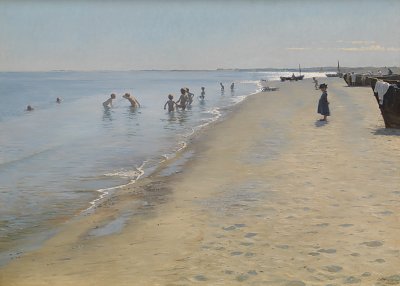 Sommerdag paa Skagen Soenderstrand von Peder Severin Kroyer als Kunstdruck auf Leinwand