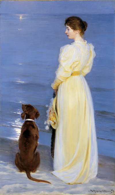 Summer evening at Oil on canvas von Peder Severin Kroyer als Kunstdruck auf Leinwand