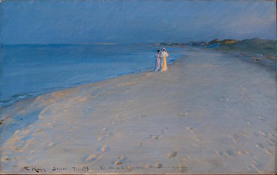 Summer evening at the South Beach Skagen Anna Acher and Marie Krøyer von Peder Severin Kroyer als Kunstdruck auf Leinwand