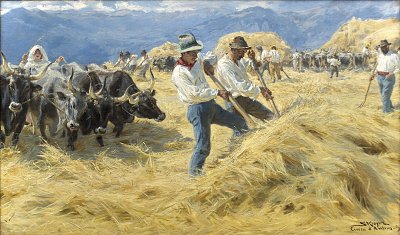 Tærskning i Abruzzerne von Peder Severin Kroyer als Kunstdruck auf Leinwand