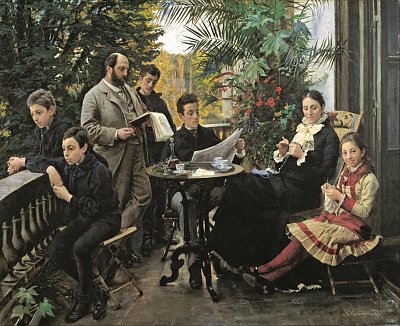 The Hirschsprung family portrait von Peder Severin Kroyer als Kunstdruck auf Leinwand