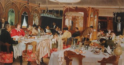 Jantar a bordo do Regina Margherita von Pedro Weingärtner als Kunstdruck auf Leinwand