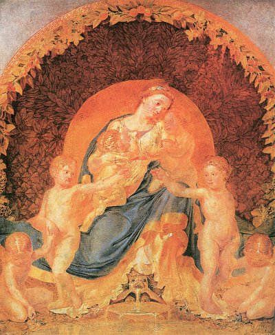 Der Tag Mittelgruppe auf Goldgrund von Philipp-Otto-Runge als Kunstdruck auf Leinwand
