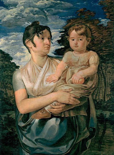 Frau und Söhnchen des Künstlers von Philipp-Otto-Runge als Kunstdruck auf Leinwand