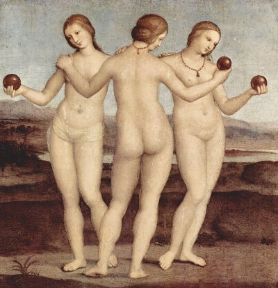Die drei Grazien von Raffael als Kunstdruck auf Leinwand