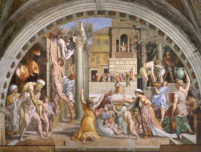 Fire in the Borgo von Raffael als Kunstdruck auf Leinwand